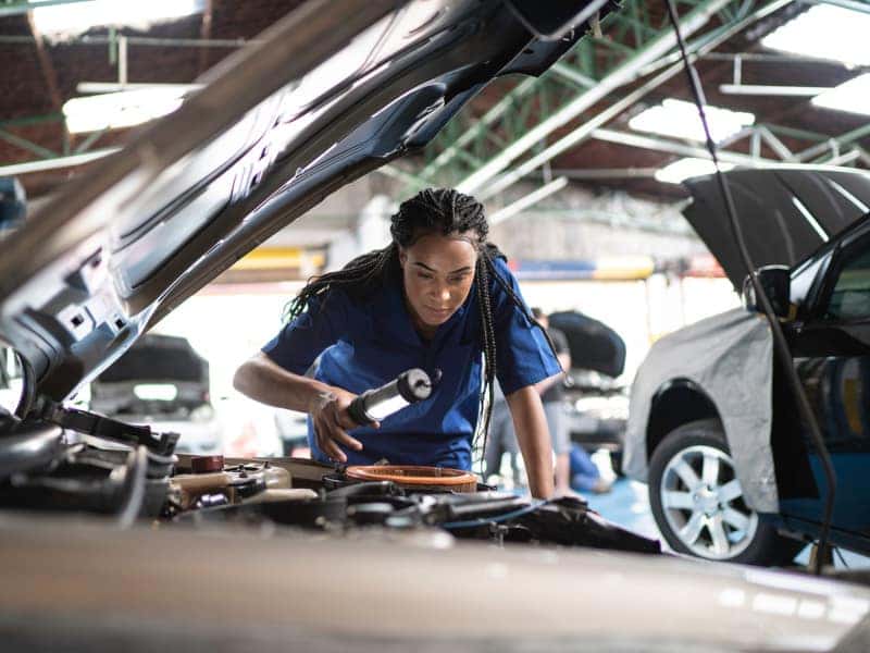 Gunn Buick GMC inspecting vehicle
