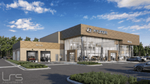 an architectural rendering of what the future Hyundai of Albany is going to look like