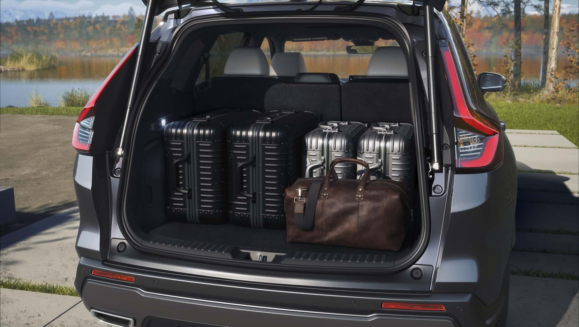 Honda CR-V cargo area loaded with luggage behind the rear seats