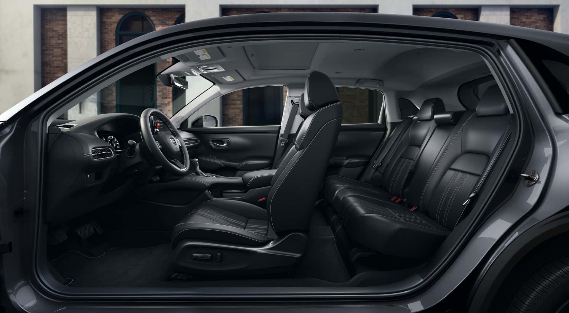 Honda HR-V EX-L cabin with black leather-trimmed front and rear seats