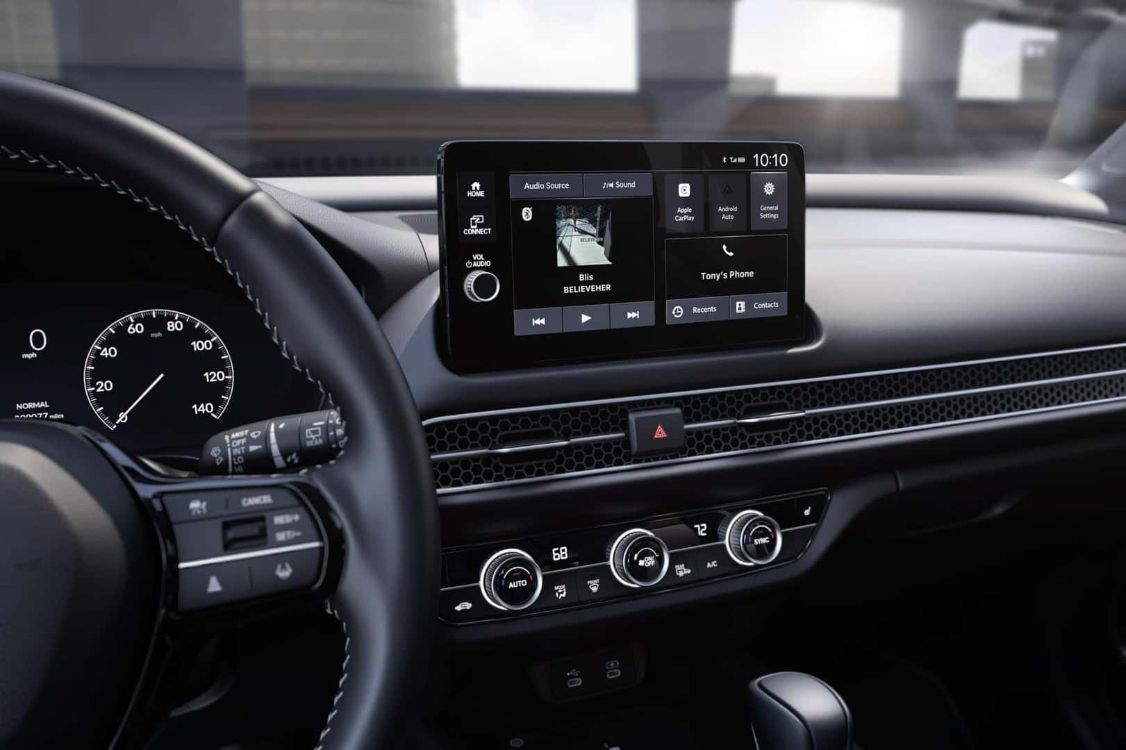 Honda HR-V dashboard with 9-inch touchscreen and physical climate controls