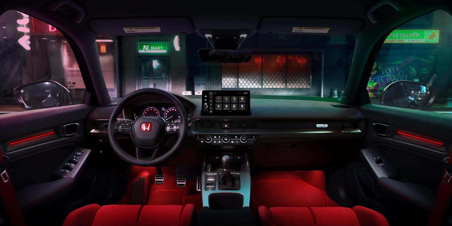 2027 Honda Civic Type R interior illuminated at night