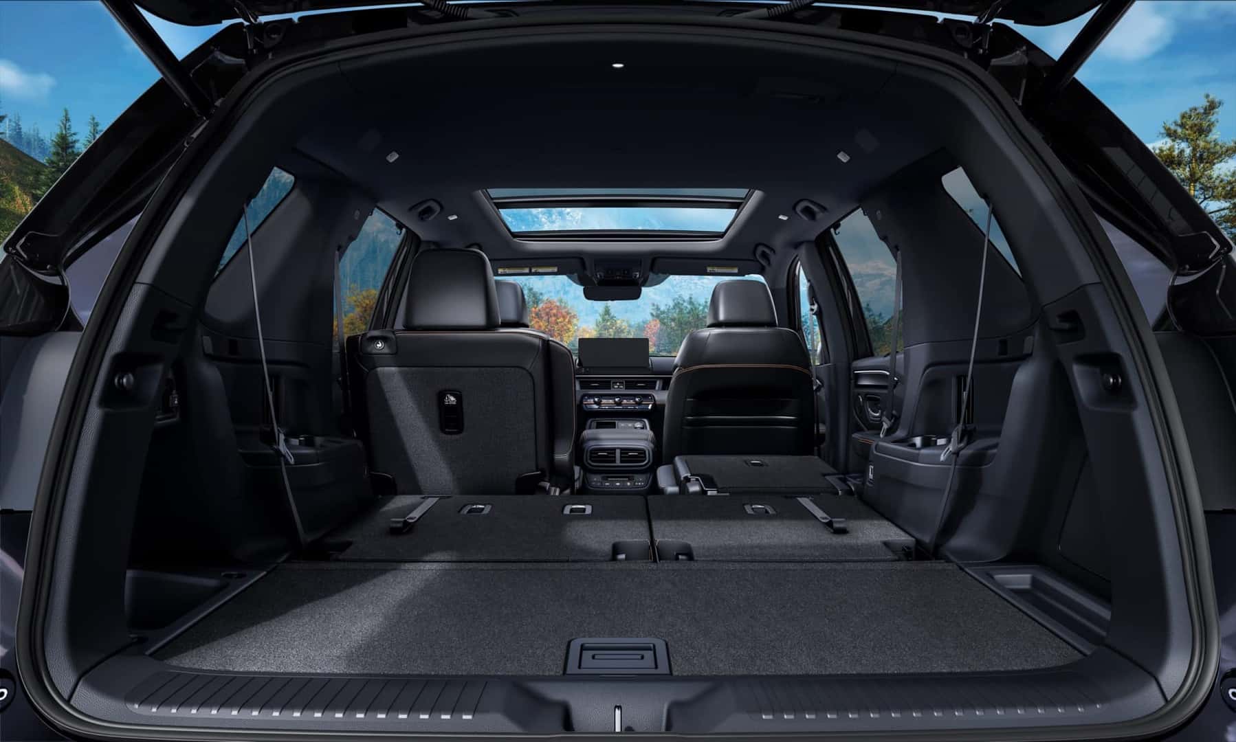 Pilot TrailSport cargo area with the third row and part of the second row folded
