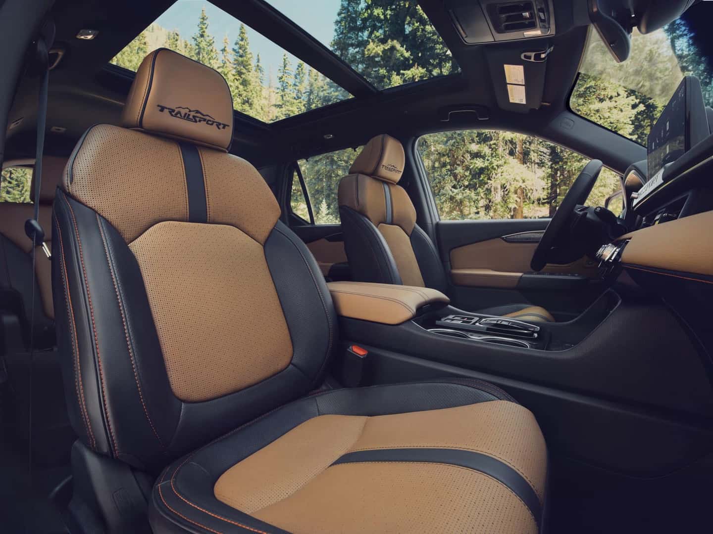 2027 Honda Passport TrailSport Elite brown front seats and panoramic moonroof