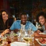 Friends dining in a restaurant