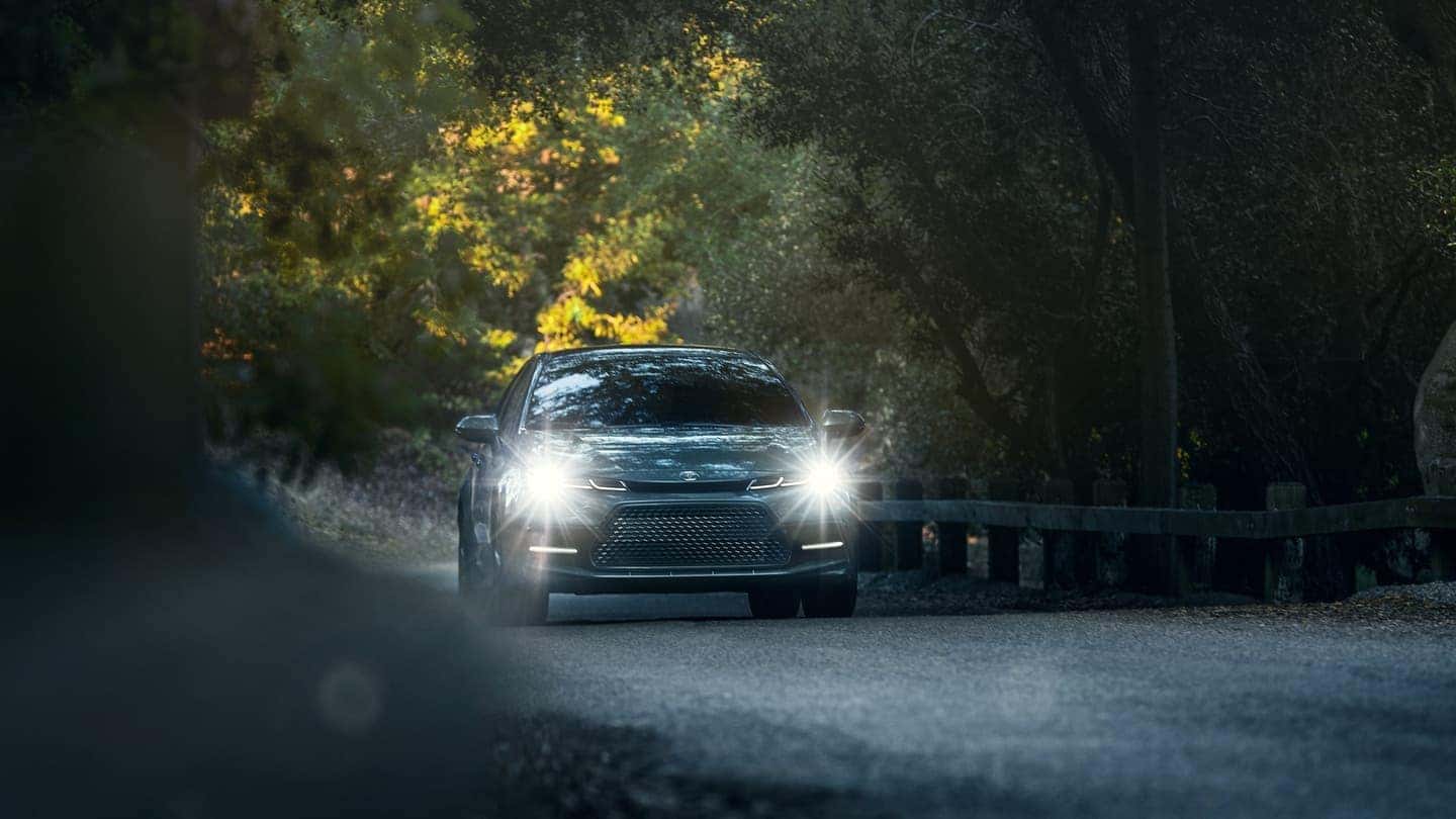 2020 Toyota Corolla driving at dusk