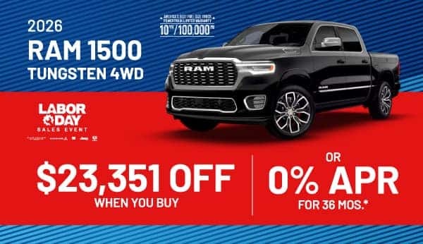 Purchase a new RAM 1500 and get $23,351 off or 0% APR for 36 Months