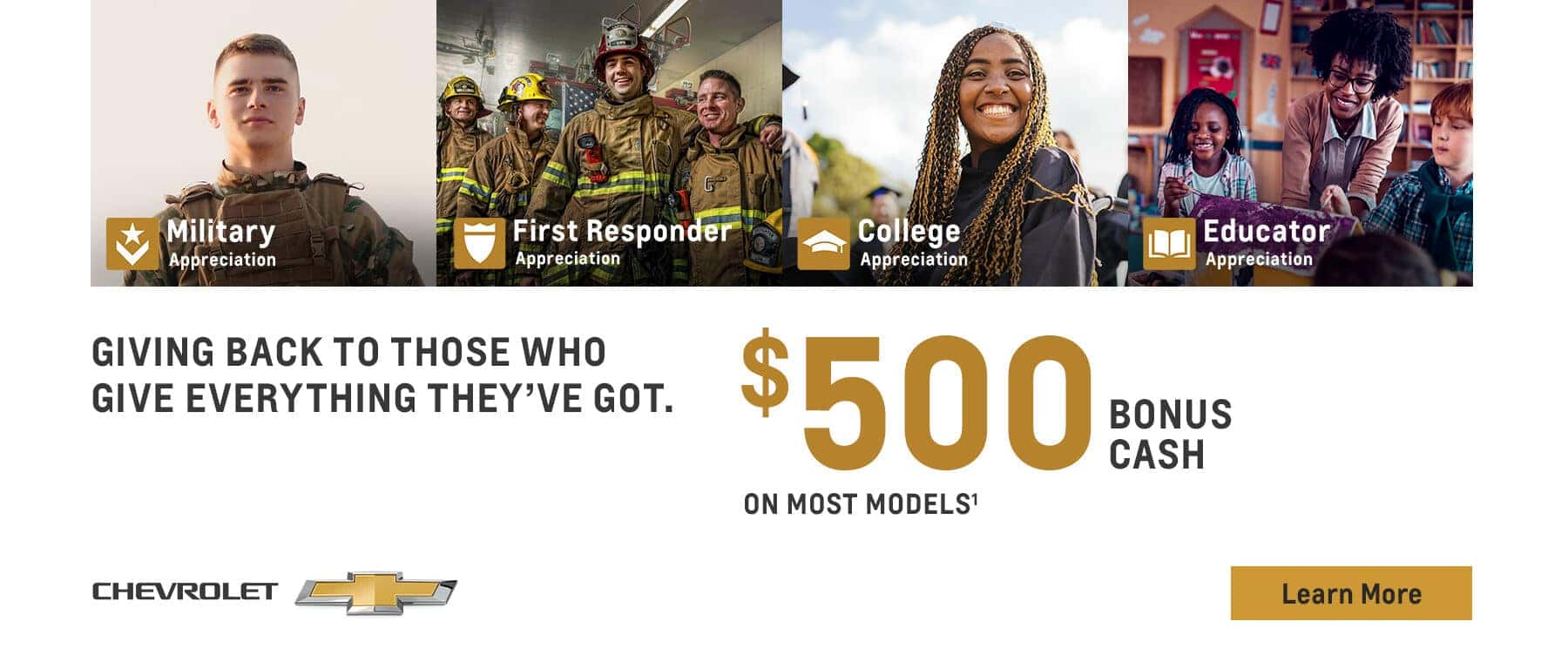 GIVING BACK TO THOSE WHO GIVE EVERYTHING THEY'VE GOT. $500 Pogus CASH ON MOST MODELS