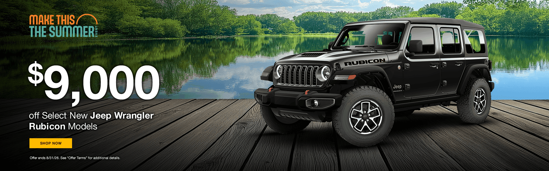 $9,000 off Select New Jeep Wrangler Rubicon Models