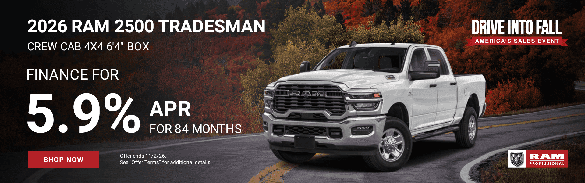 2026 RAM 2500 TRADESMAN CREW CAB 4X4 6'4" BOX Subtext: FINANCE FOR 5.9% APR FOR 84 MONTHS