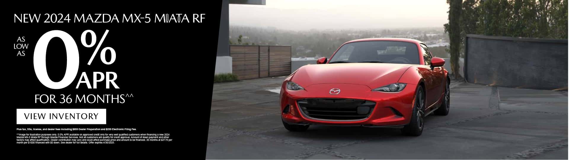 New 2024 Mazda MX-5 Miata RF As low as 0% APR for 36 months