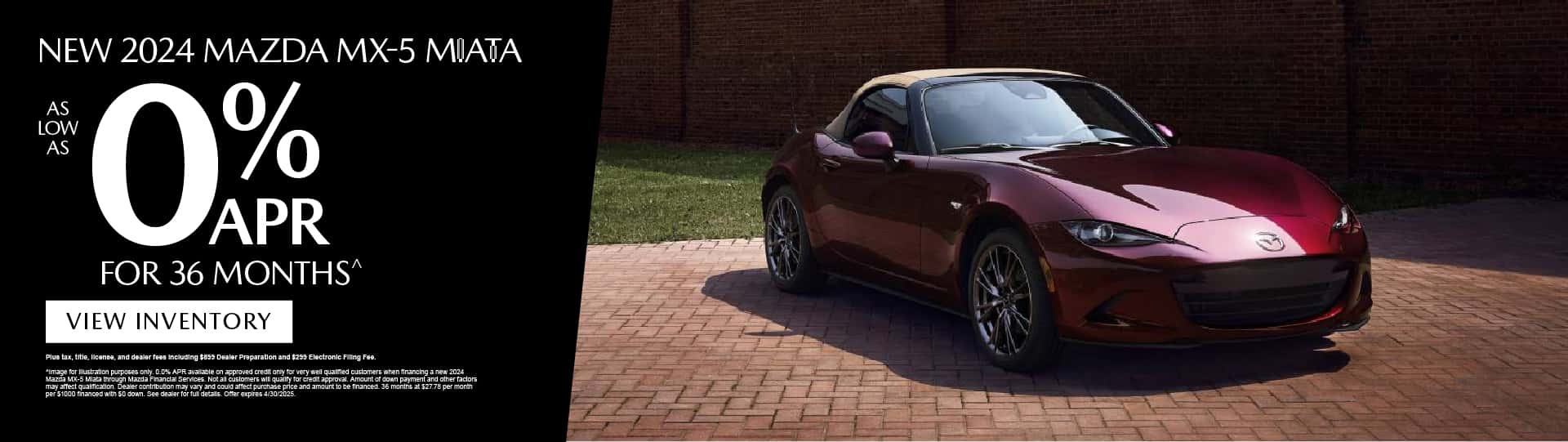 New 2024 Mazda MX-5 Miata As low as 0% APR for 36 months
