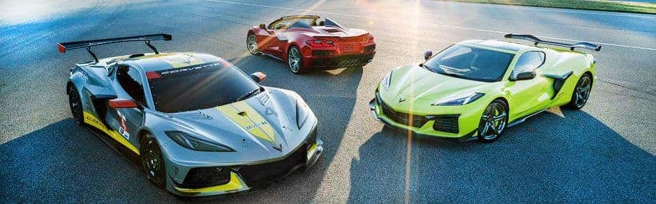 Two Chevrolet Corvette Z06s Parked Aerial View in an Empty Lot