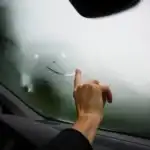 foggy car window with someone drawing a smily face