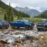 Line up of Chevrolet Silverado trucks
