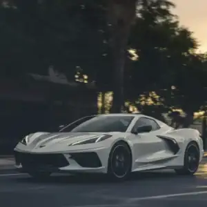 2026 Chevrolet Corvette Stingray Front and Driver Side View in Motion