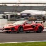 A Resilient And Patriotic Red Chevy Corvette, Speeding On The Indianapolis Speedway