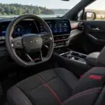 Close-up-of-the-Equinox-RS-flat-bottom-steering-wheel-and-sport-seating