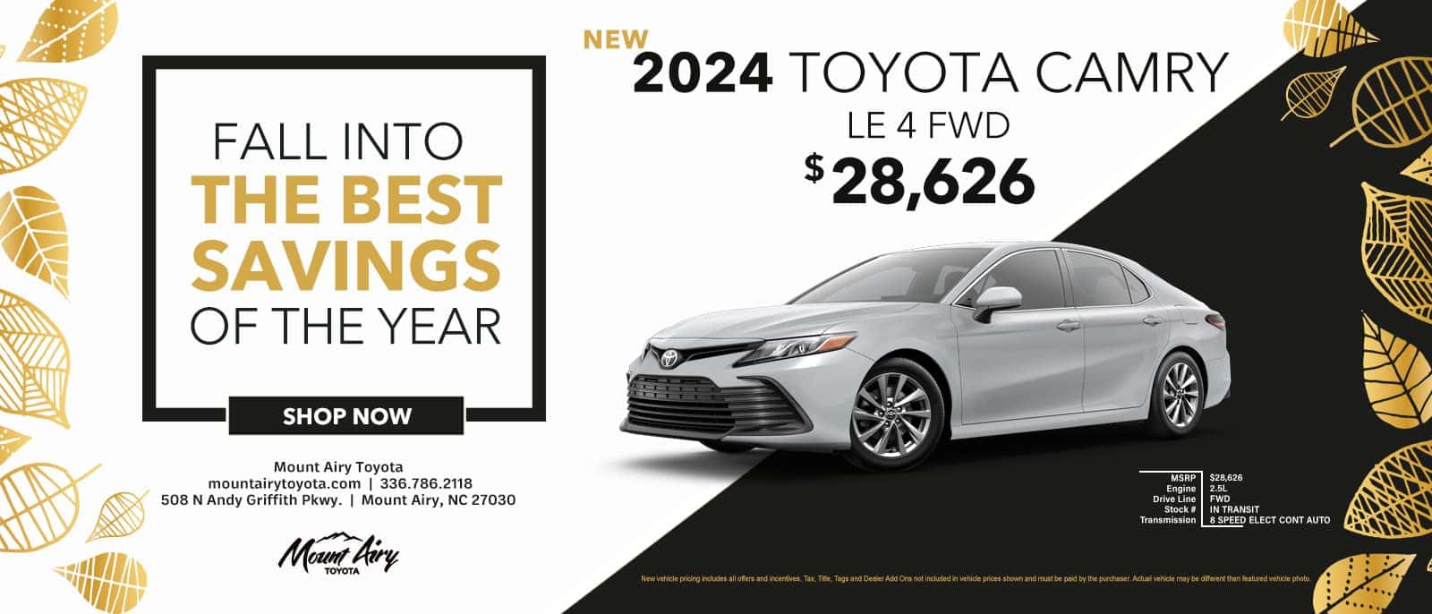 Fall Into The Best Savings Of The Year at Mount Airy Toyota!
