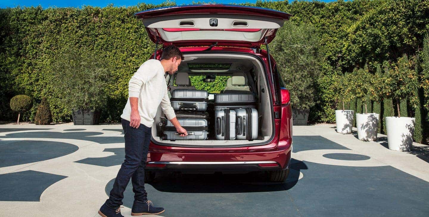 2018 Chrysler Pacifica cargo space loaded with suit cases