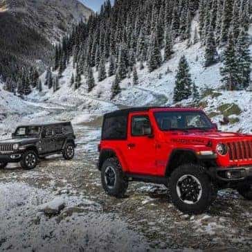 2018 Jeep Wrangler Models Parked at Bottom of Mountains