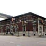 The outside entrance for a museum in Akron