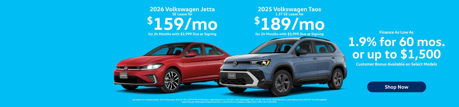 Taos & Jetta Lease Deals