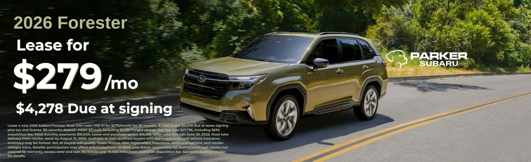 2026 Forester Lease Offer - Parker Subaru
