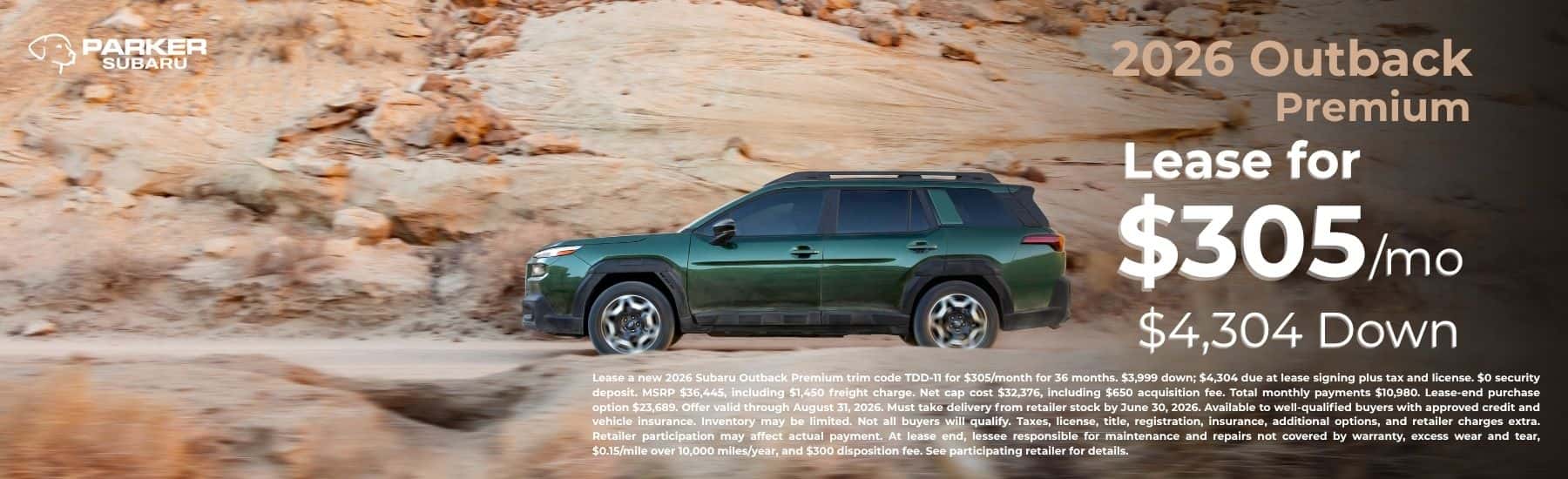 2026 Outback Lease Offer - Parker Subaru