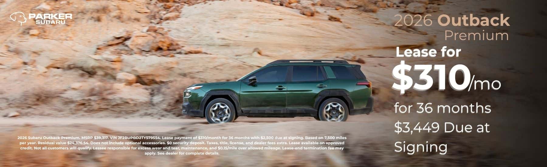 2026 Outback Lease Offer - Parker Subaru