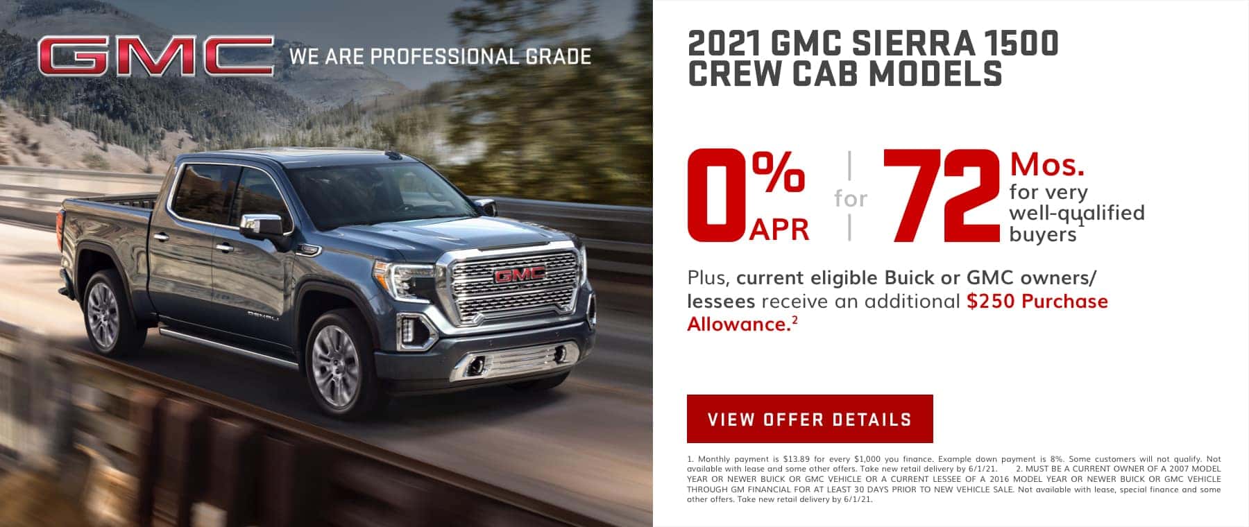 0% APR for 72 months - 2021 GMC Sierra