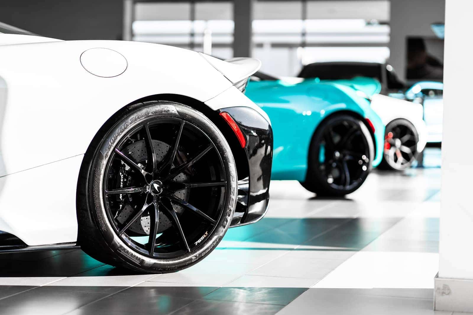 Cropped view of supercar showroom
