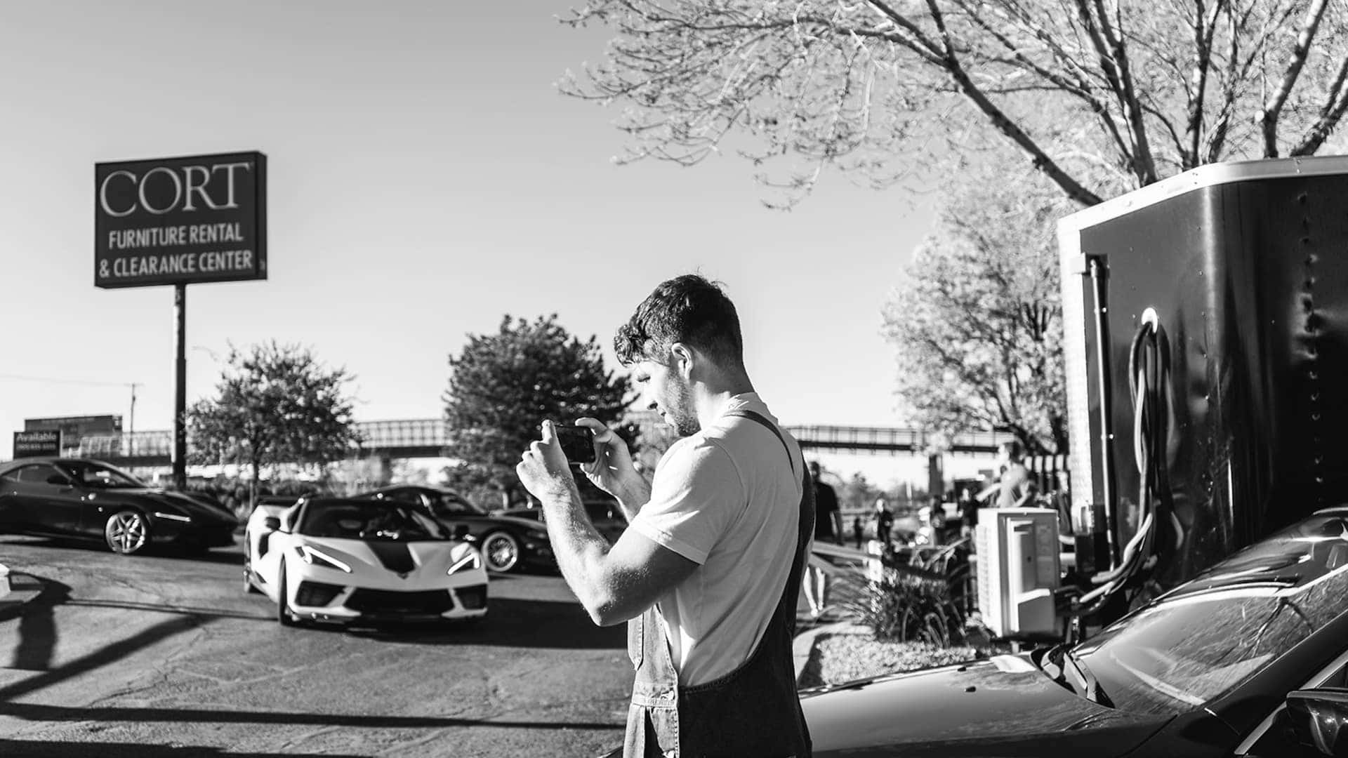 man looking at camera