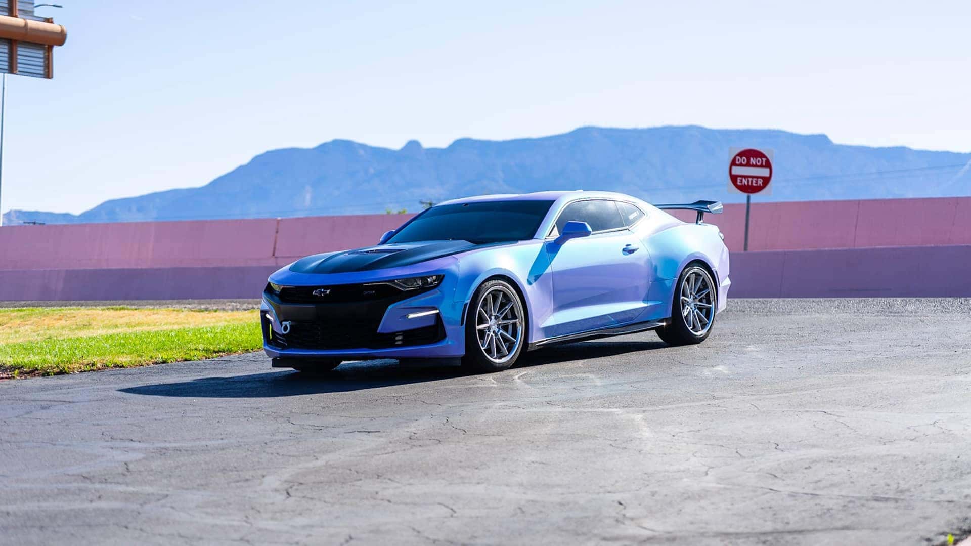 blue vehicle