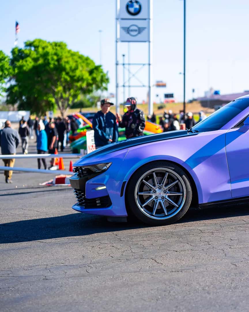 front end purple vehicle