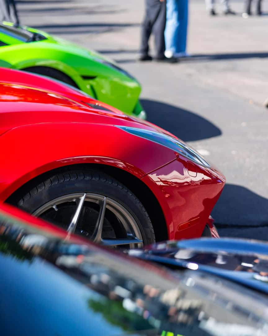 row of colorful vehicles