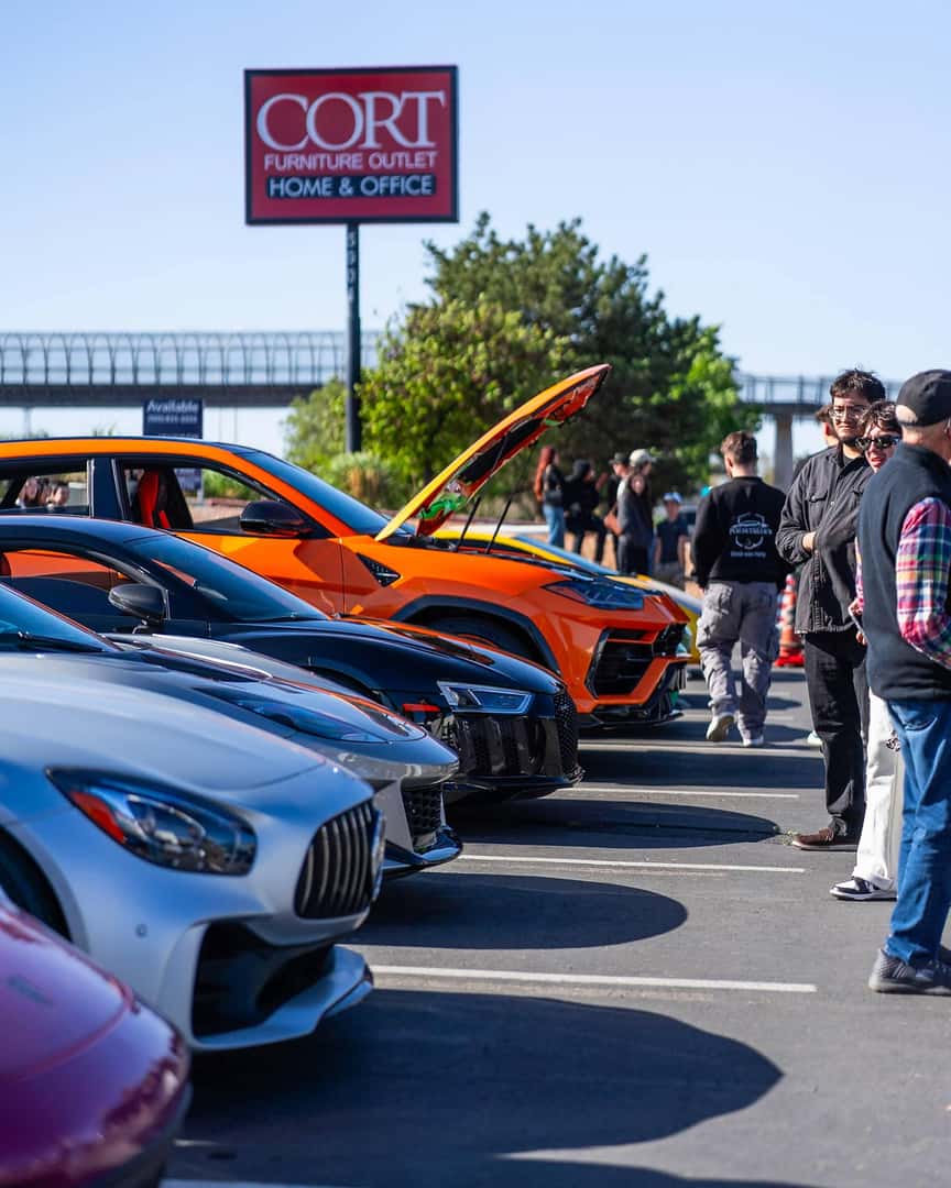 row of colorful vehicles