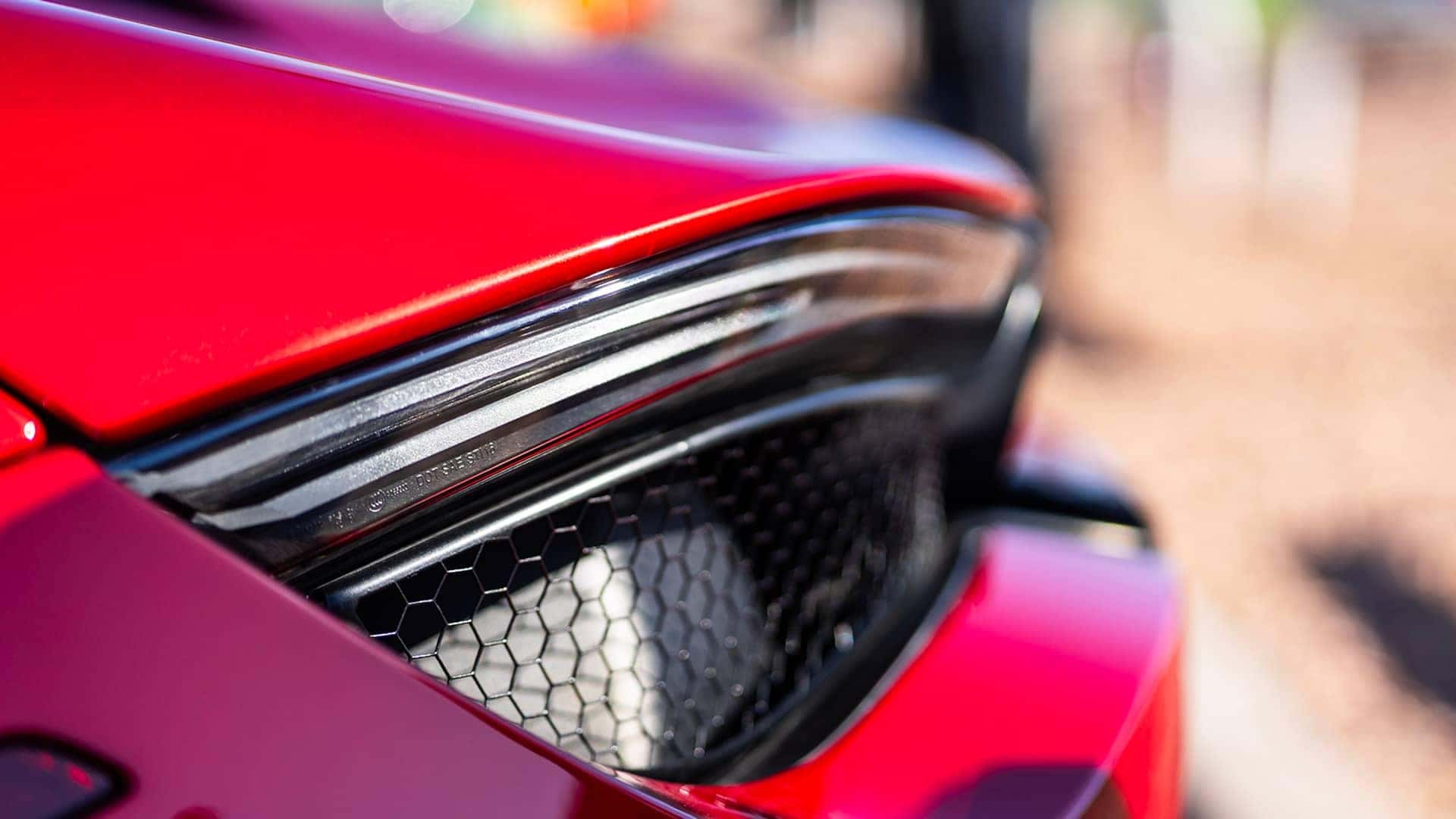 close up red vehicle