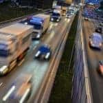 Six lane controlled access highway in Poland by night