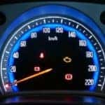 Modern car illuminated dashboard closeup