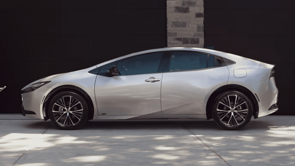 The profile of a parked 2026 Toyota Prius
