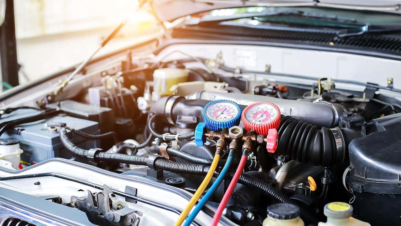 Checking A/C during a Toyota service appointment