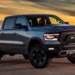 2019 RAM 1500 in desert at sunset