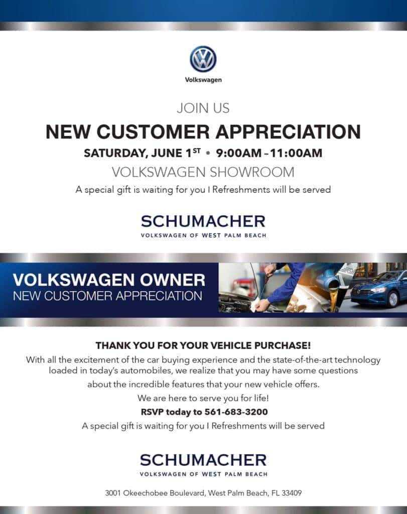 New Customer Appreciation Schumacher VW of West Palm Beach