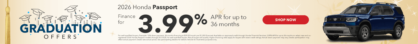 2026 Honda Passport Finance for 3.99% APR for up to 36 months