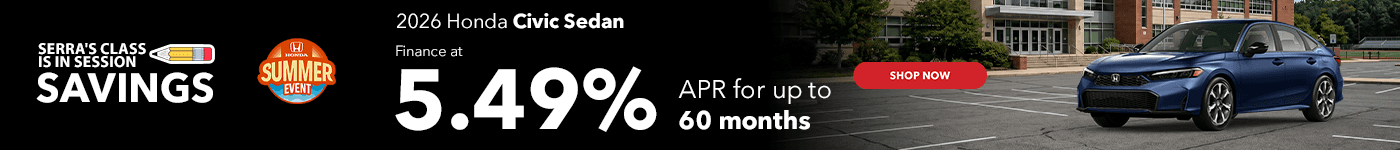 2026 Honda Civic Sedan Finance at 5.49% APR for up to 60 months