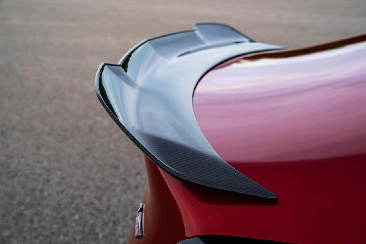 The integrated spoiler on the 2022 CT4-V Blackwing
