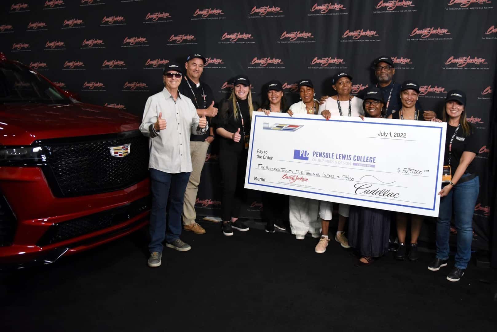 Pensole Lewis College of Business & Design representatives, Cadillac and GM Design representatives and the 2023 Escalade-V