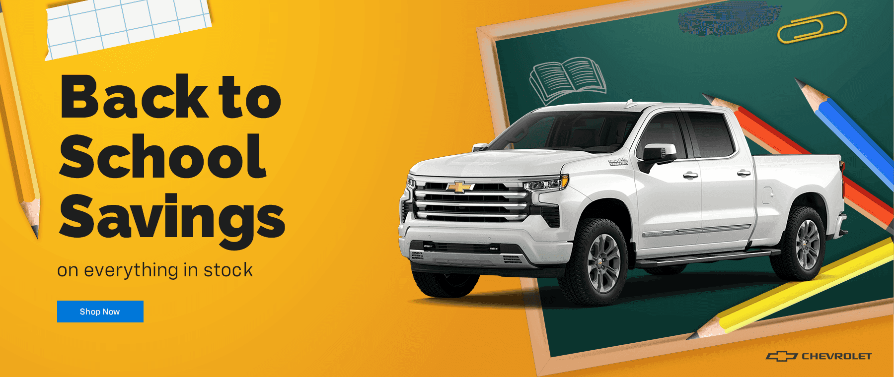 Back to School Savings on everything in stock