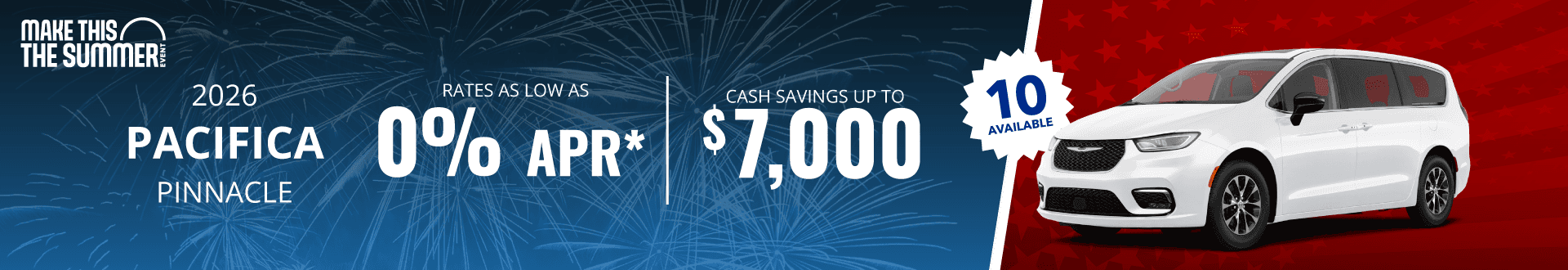 2026 Pacifica Pinnacle : Rates as low as 0% APR - Cash savings up to up to $7,000 -